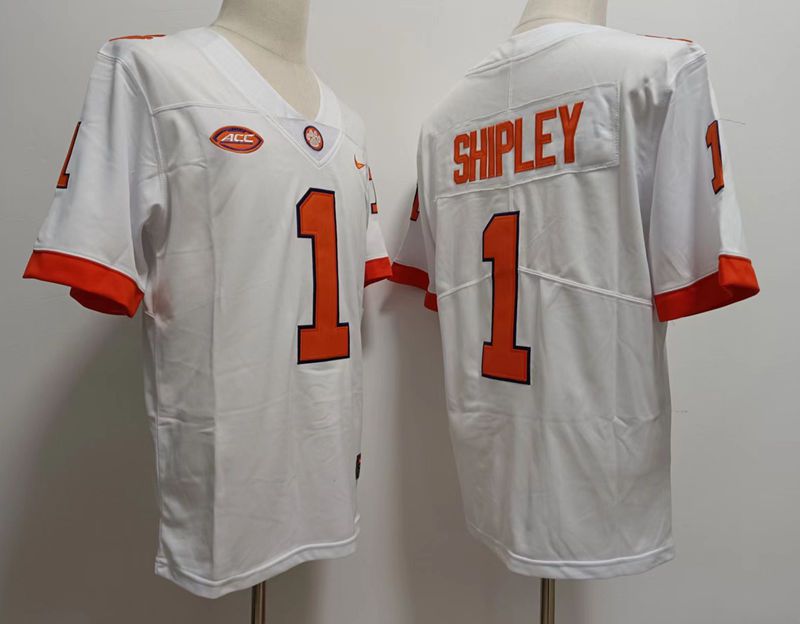 Men Clemson Tigers 1 Shipley White Nike 2025 NCAA Jersey